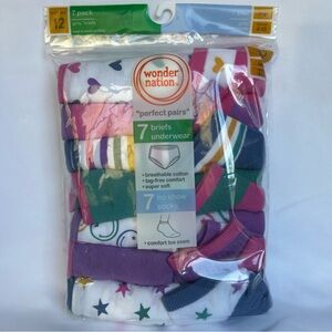Wonder Nation Girls 7 Perfect Pairs 7 Briefs size 12 and 7 Socks Shoe Size 4-10